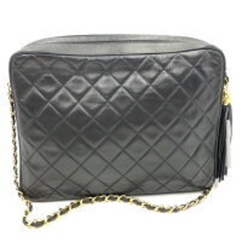 Chanel Black Matelasse Bag Fringe Lambskin Chain Coco Ball Shoulder
